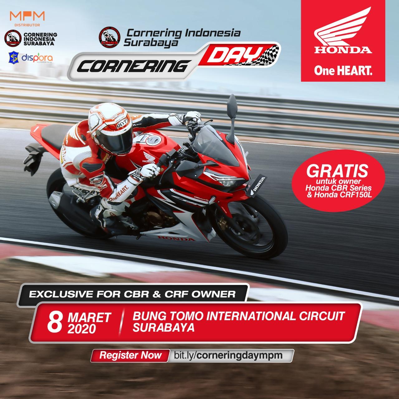Gratis Cornering Day MPM Minggu Ini Di Sirkuit Bung Tomo Untuk Owner CBR Dan CRF150L