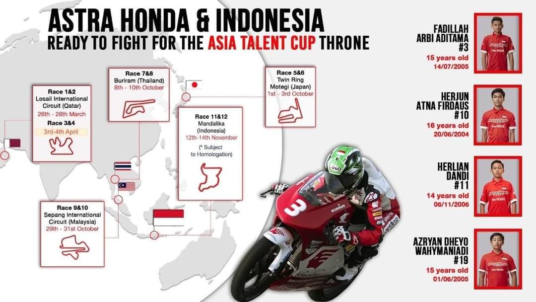 Dukung Pebalap Honda Indonesia Di Asia Talent Cup Di Qatar Akhir Pekan ini