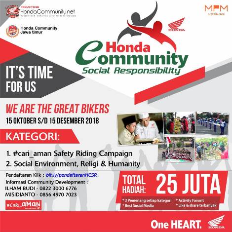 Honda Community Social Responsibility 2018…Program kece dari MPM Jatim kepada komunitas Motor Honda