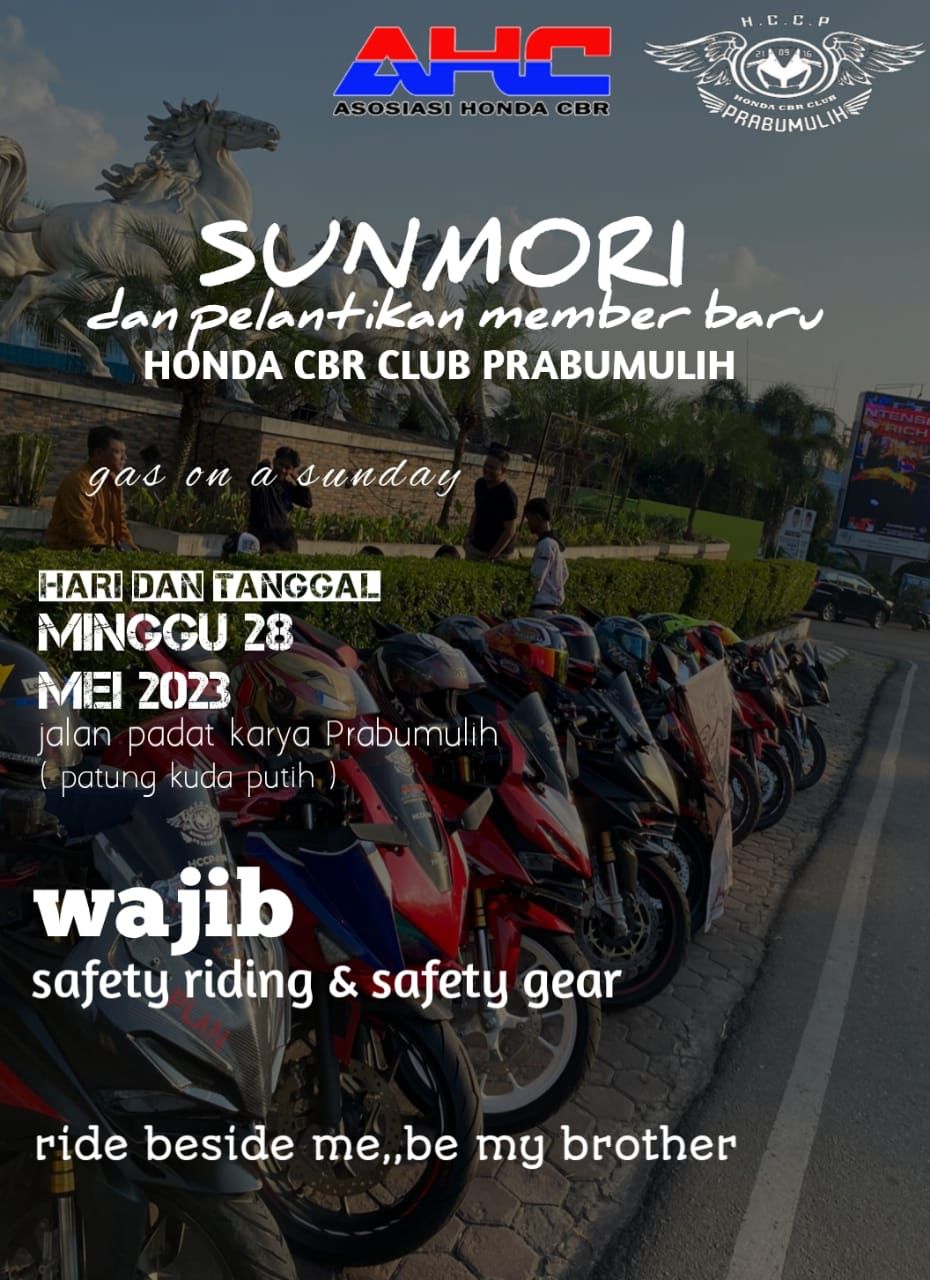 SUNDAY MORNING RIDE SEKALIGUS PELANTIKAN MEMBER BARU HONDA CBR CLUB PRABUMULIH